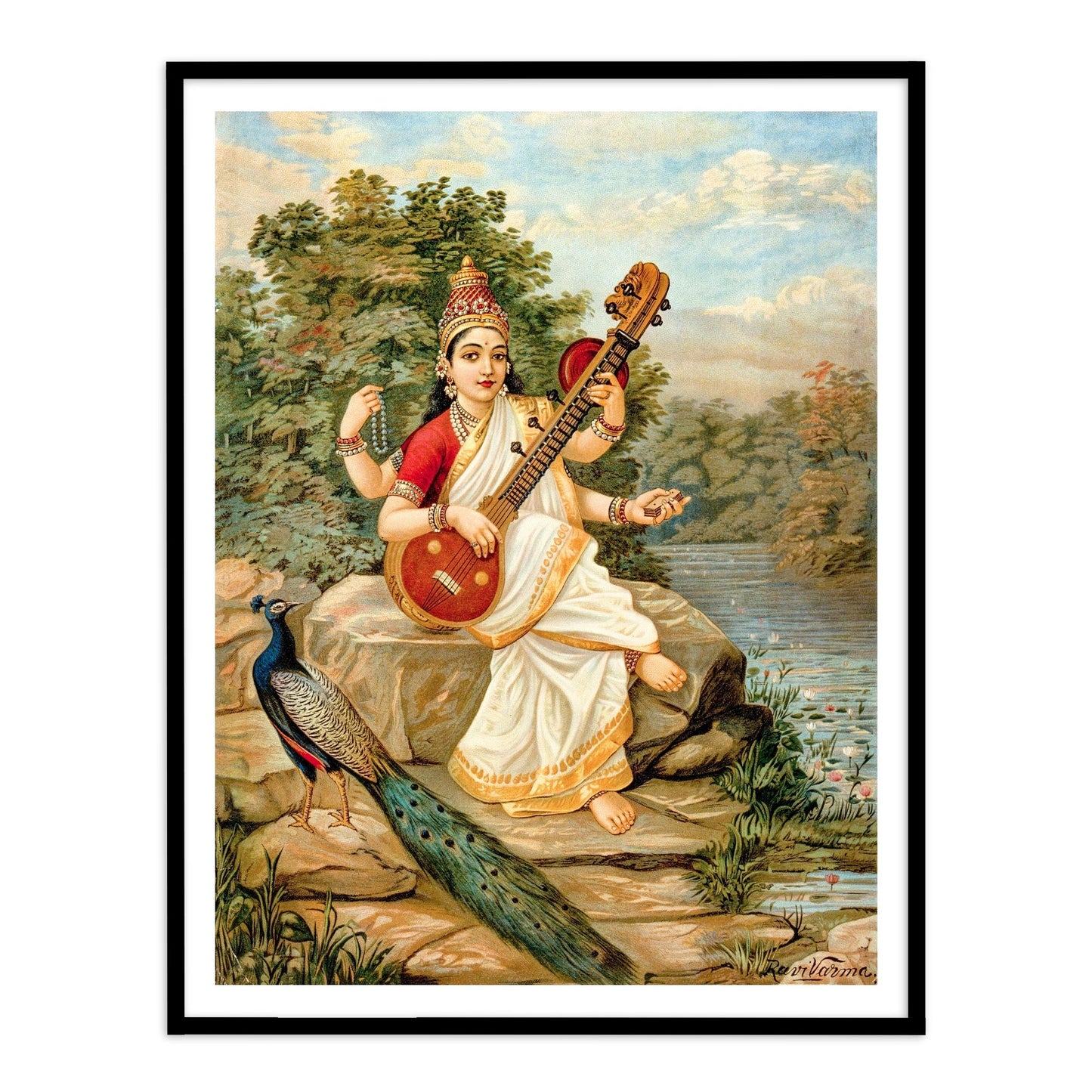 Goddess Saraswati by Raja Ravi Varma | Wall Art Painting