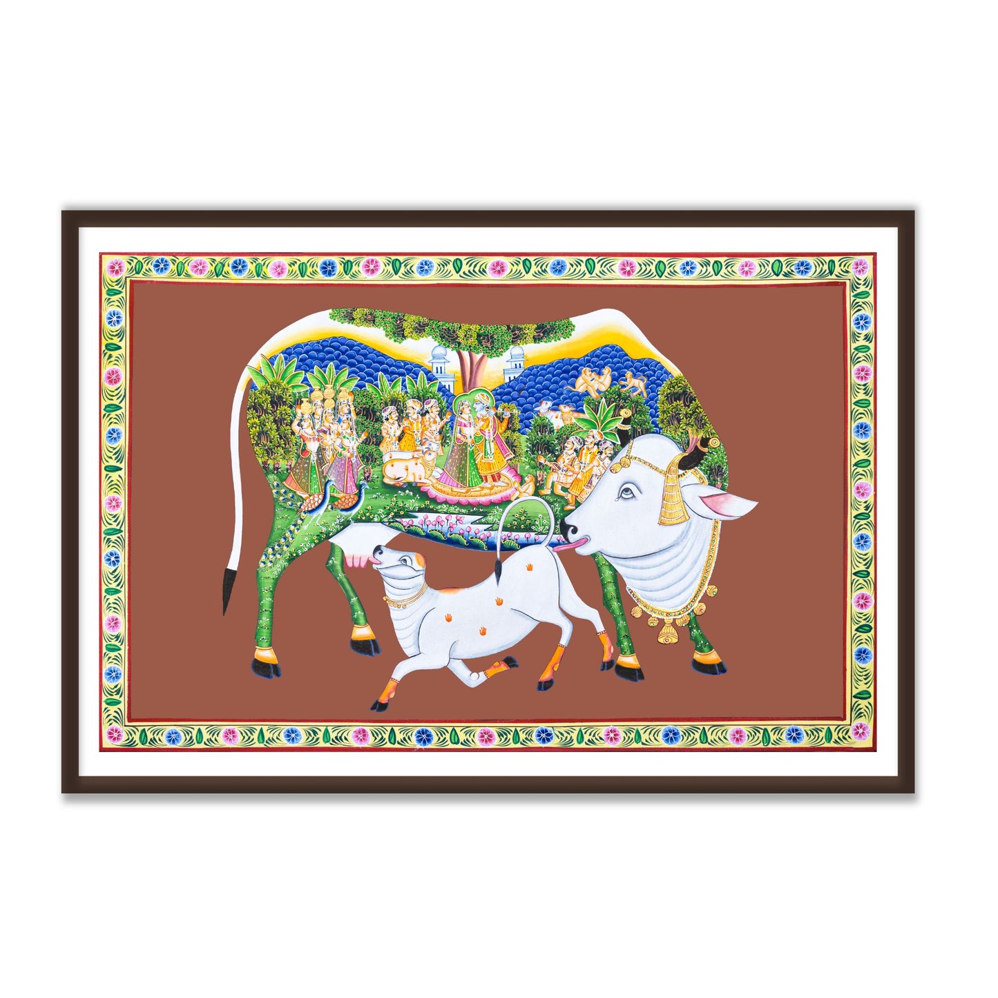 Kamdhenu Cow Sacred Pichwai Art for Prosperity & Divinity
