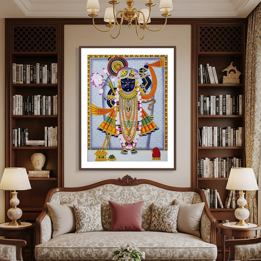 Lord Shrinathji Nathdwara Wall Painting | Indian Art for Wall Decor | Pichwai Painting