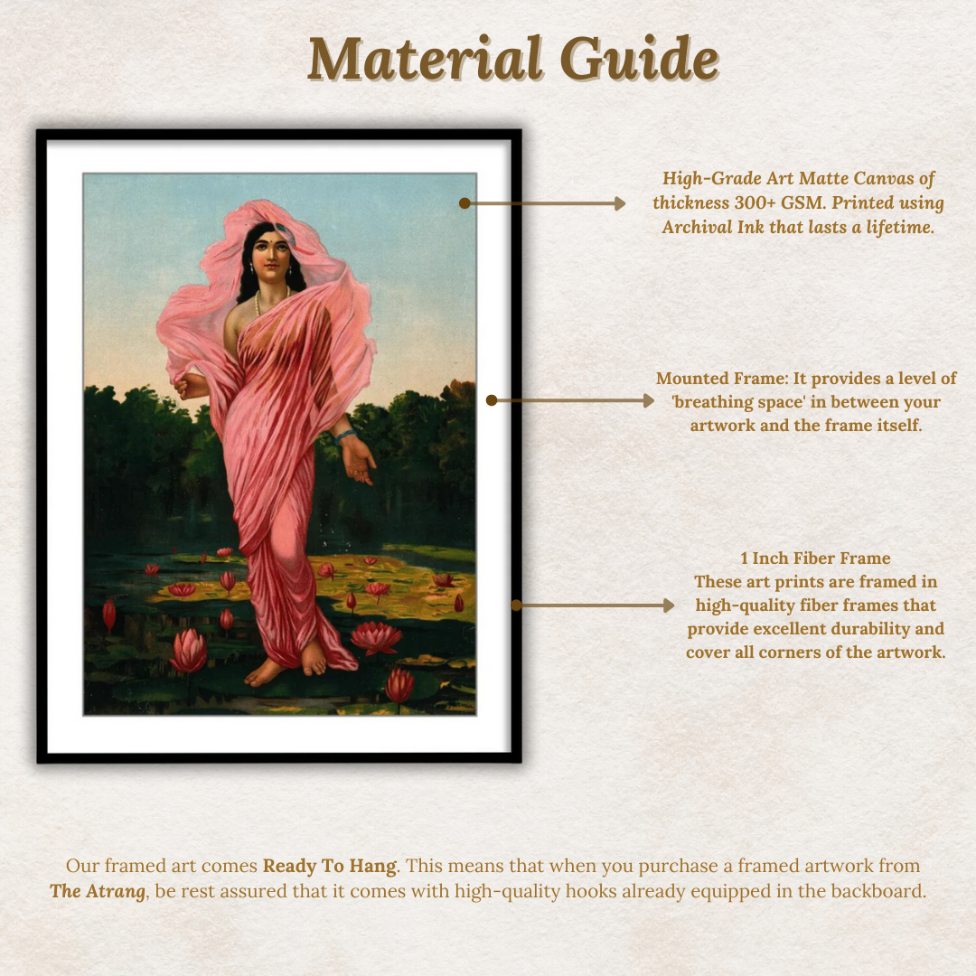 Padmini, the Lotus lady by Raja Ravi Varma Wall Art Print for Home Decor