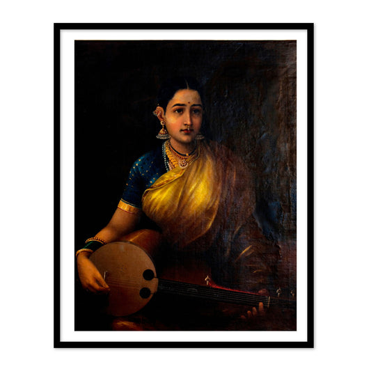 Tamil Lady Playing Swarbat by Raja Ravi Varma | Wall Art Painting