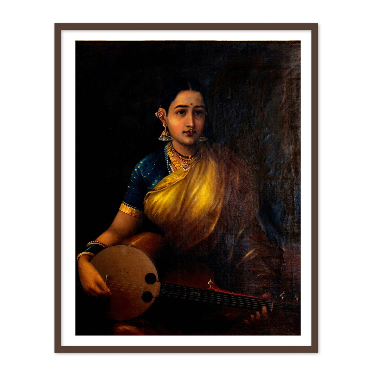 Tamil Lady Playing Swarbat by Raja Ravi Varma | Wall Art Painting