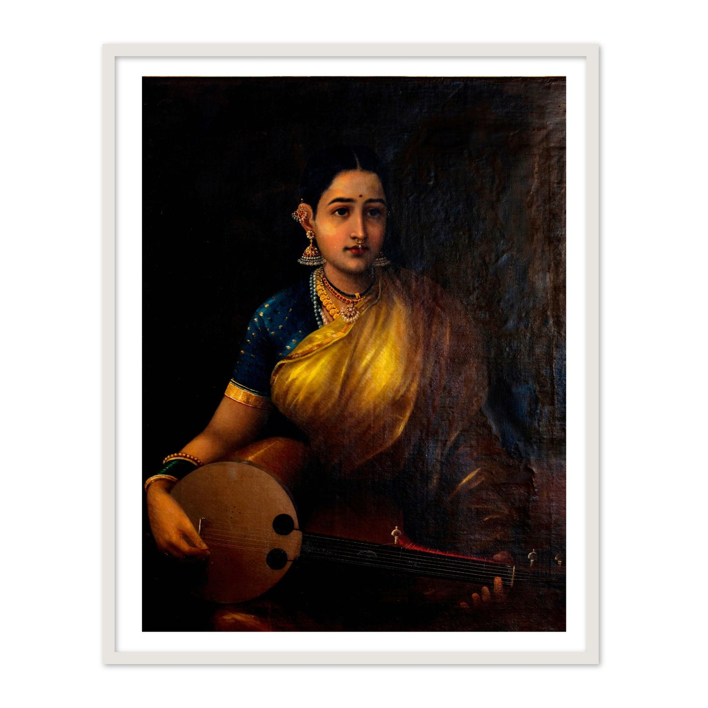 Tamil Lady Playing Swarbat by Raja Ravi Varma | Wall Art Painting