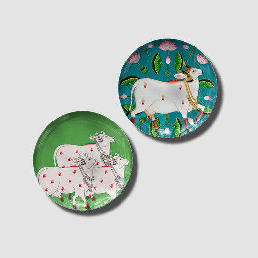 Pichwai Cow Bliss Plates (Set of 2) by The Atrang