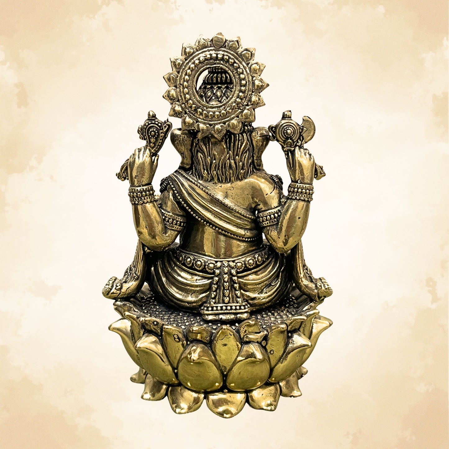 Pure Brass Ganesh Ji on Lotus | Vastu Ganpati Idol for Home & Office