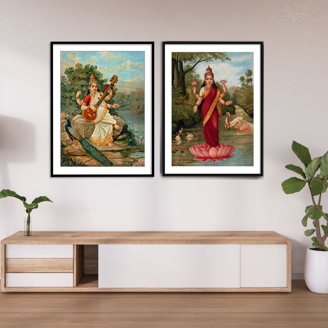 Saraswati ji & Lakshmi Ji by RRV - Best seller (Set of two)