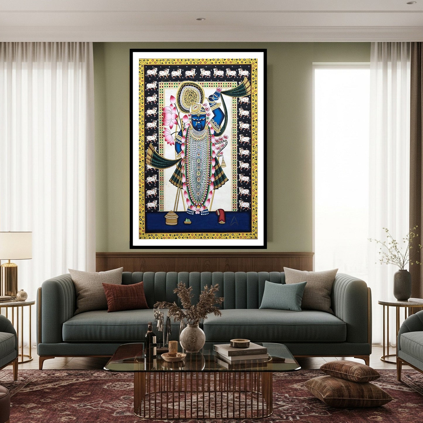 Sacred Beauty: Shreenathji Indian Art for Wall Decor by Atrang