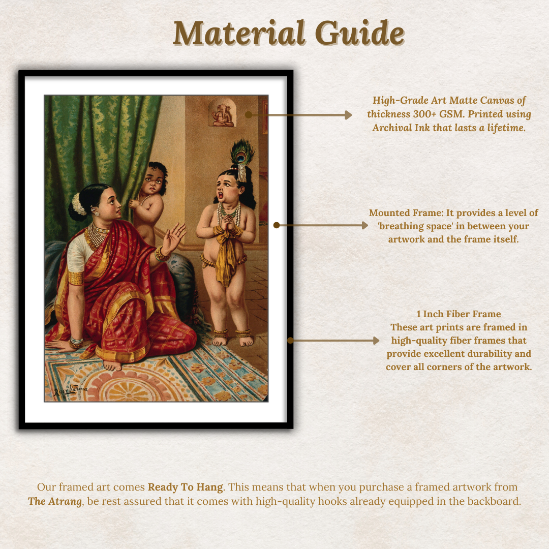 Yasoda glimpses the whole universe inside Krishna's mouth by Raja Ravi Varma Wall Art