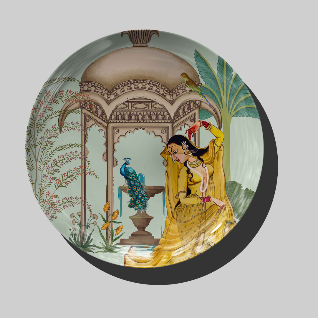 Mughal Inspired (Set of 9) Indian Wall Decor Plates for Indian Home Decor II