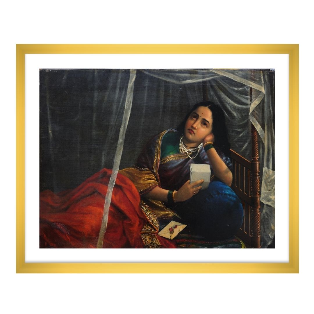 A Moment of Disappointing News by Raja Ravi Varma Wall Home Decor Painting