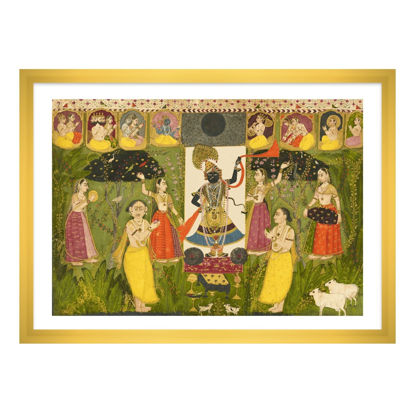 Worship of Shri Nathji | Shreenath ji Framed Wall Art - The Atrang