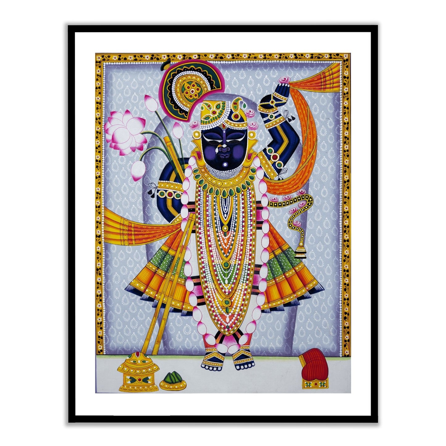 Lord Shrinathji Nathdwara Wall Painting | Indian Art for Wall Decor | Pichwai Painting