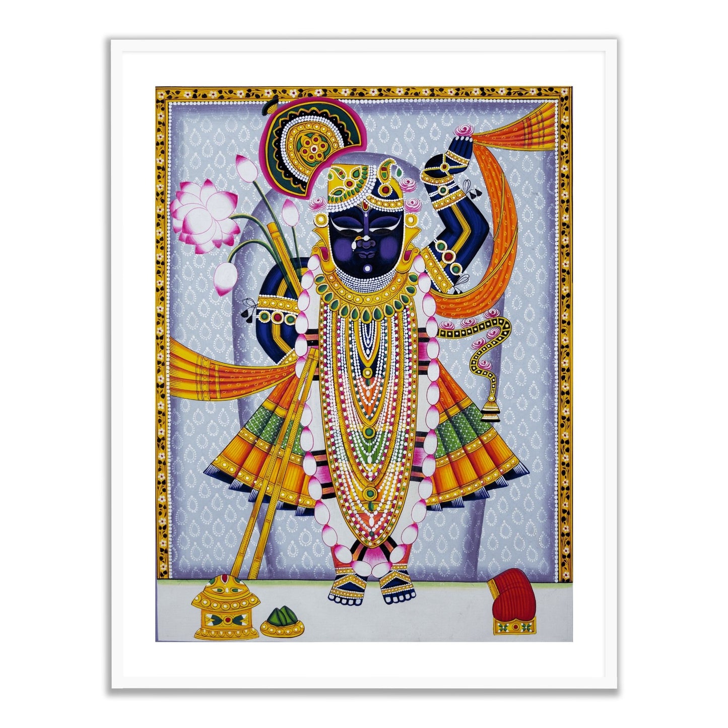 Lord Shrinathji Nathdwara Wall Painting | Indian Art for Wall Decor | Pichwai Painting