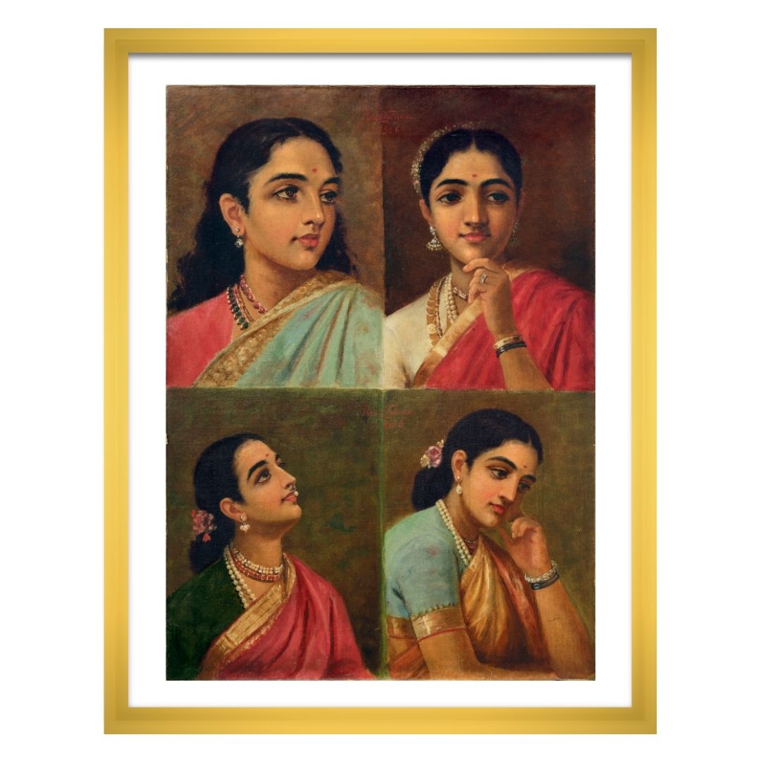 Four Portrait by Raja Ravi Varma Wall Art Print for Home Decor