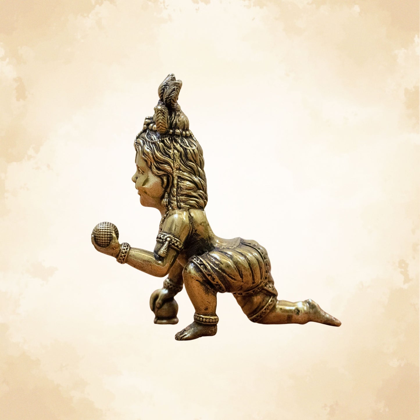 Pure Brass Handcrafted Bal Gopal Idol | Lord Krishna Statue for Prosperity & Positivity - 4 inch