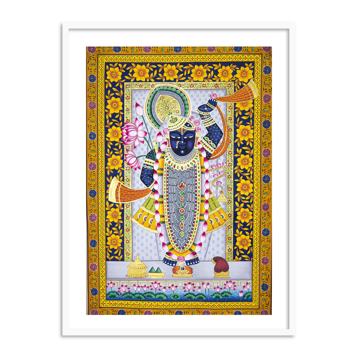 Shrinathji Shree krishna Pichwai Painting | Shreenathji Indian Art for Wall Decor