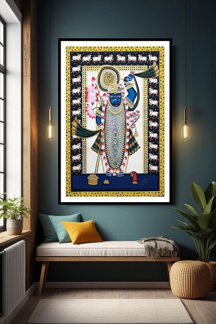 Sacred Beauty: Shreenathji Indian Art for Wall Decor by Atrang
