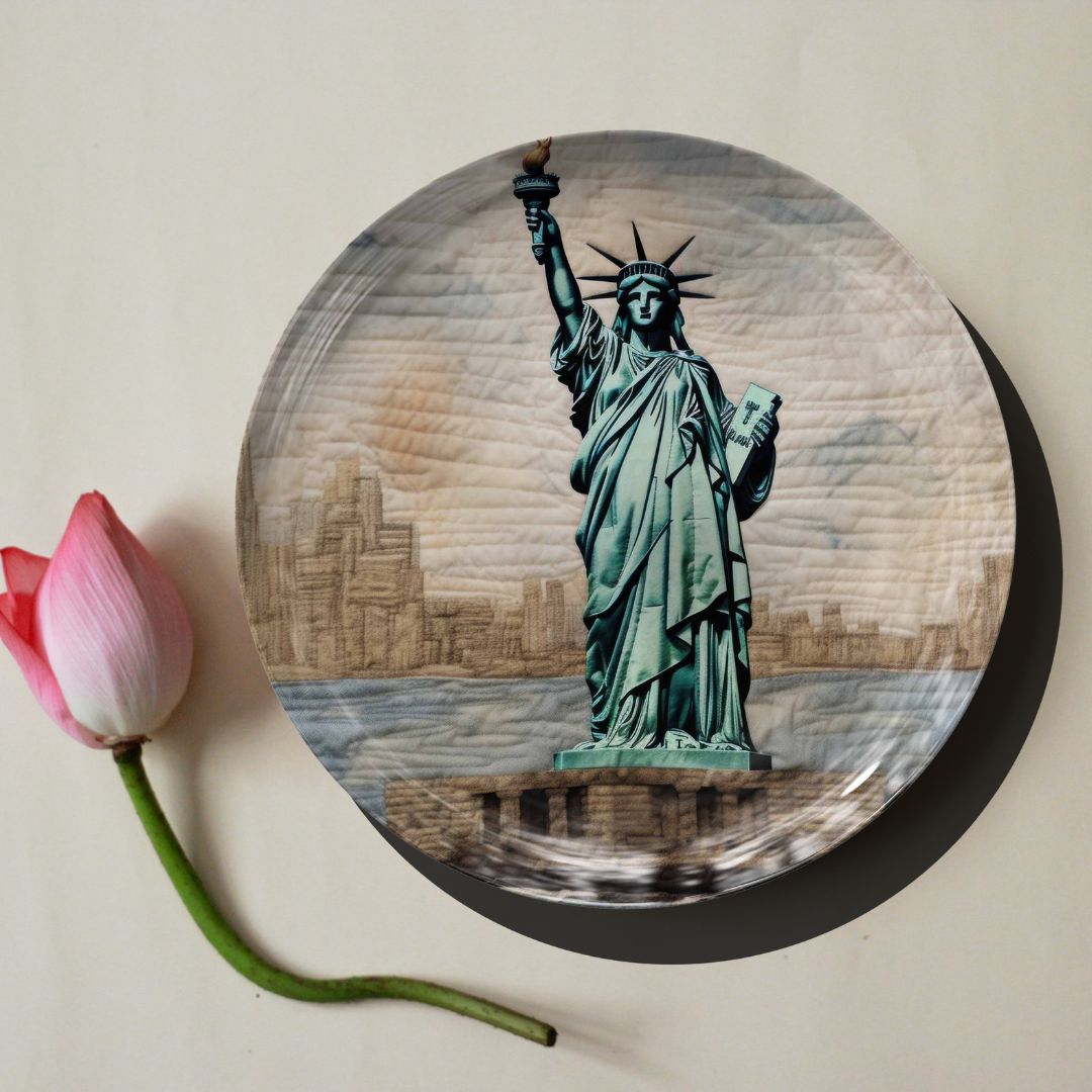 Statue of Liberty Ceramic Travel Wall Plate for Home Decor
