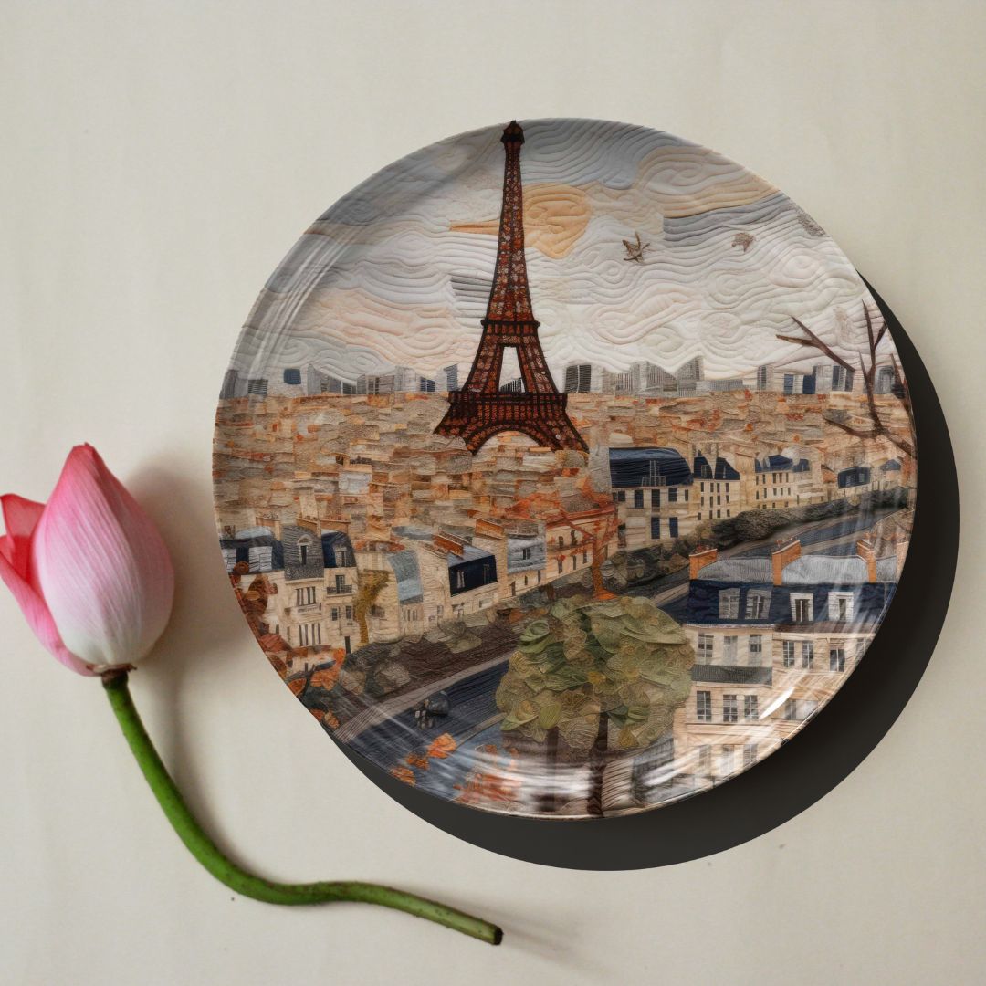 Eiffel Tower Paris Ceramic Travel Wall Plate for Home Decor