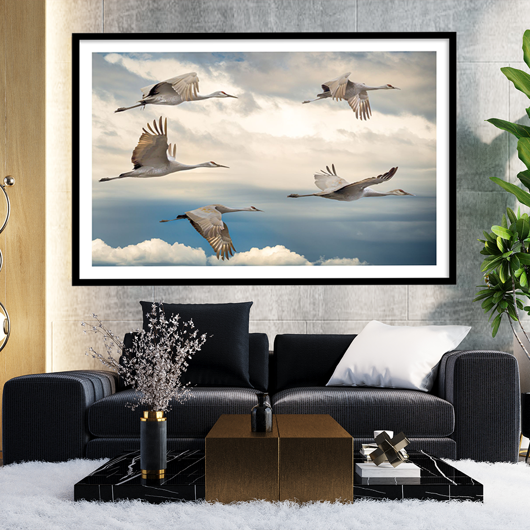 High Flying Birds in Clouds Vastu Painting for Wall Decor