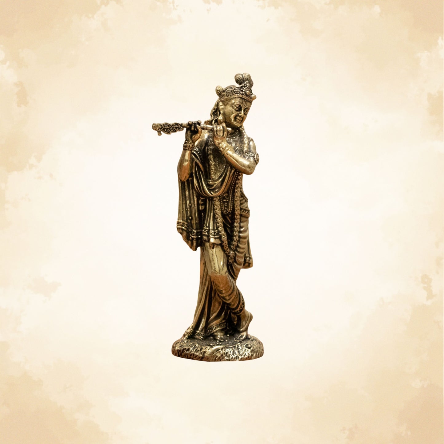 Pure Brass Elegant Lord Krishna Idol – Bring Home Divine Grace & Serenity - 8 Inches