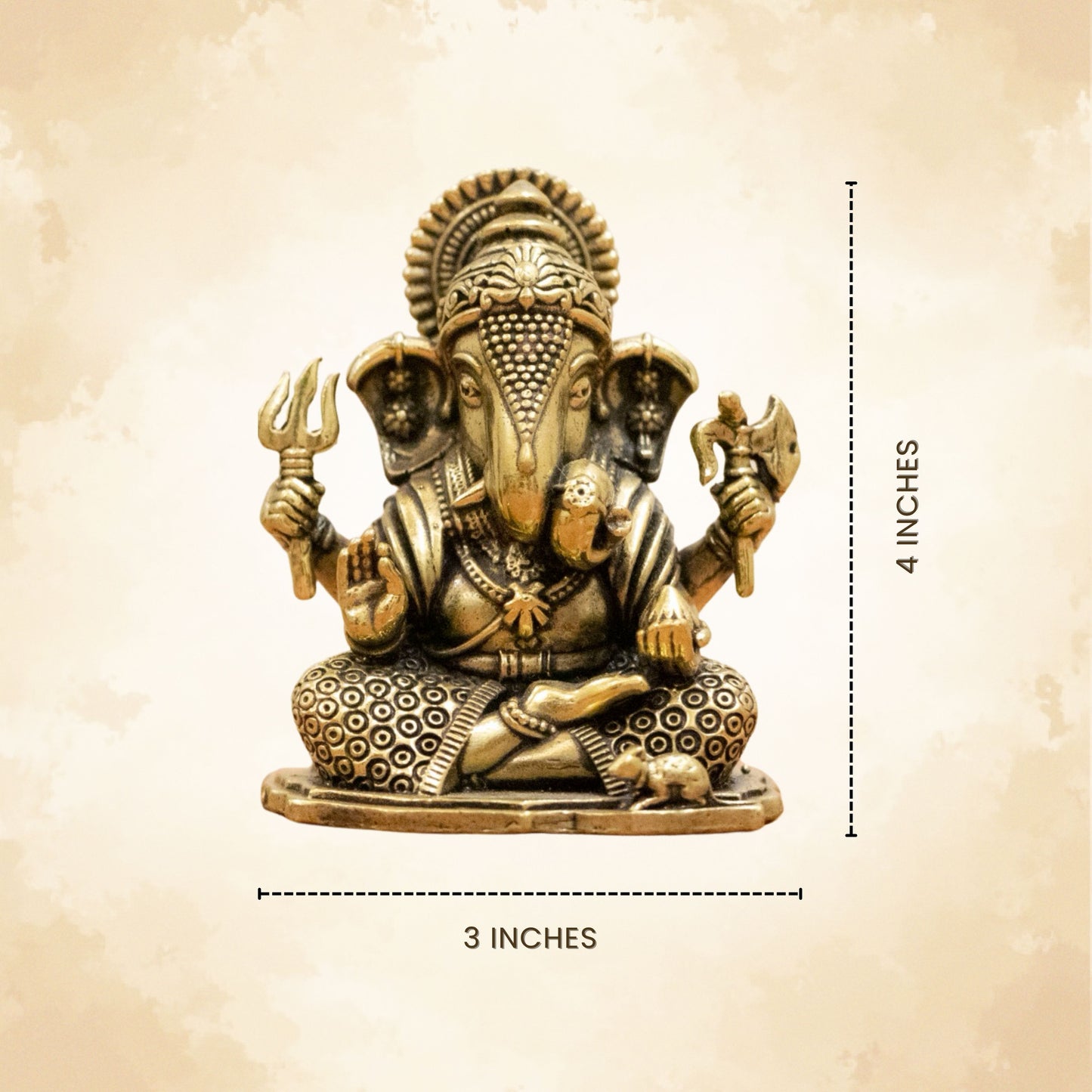 Lord Ganesha Brass Idol (Left Trunk) – Symbol of Wisdom, Prosperity & New Beginnings - 2.5 Inch