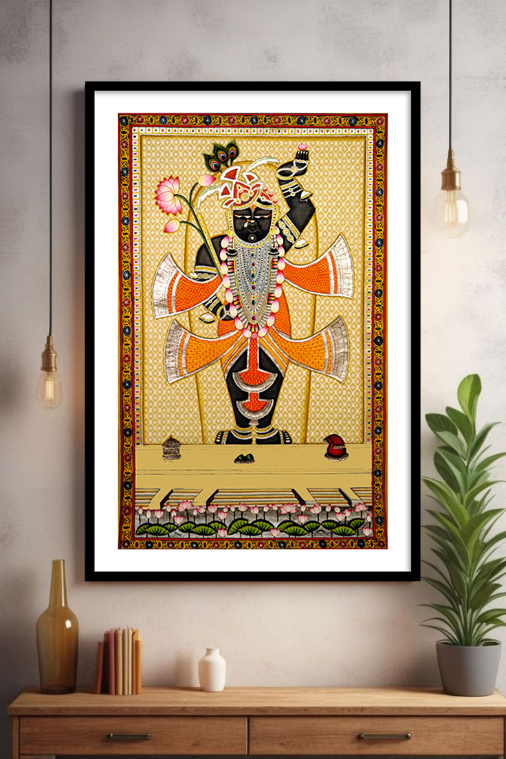 Krishna Shrinathji Pichwai Painting | Buy Pichwai Online Framed Wall Art