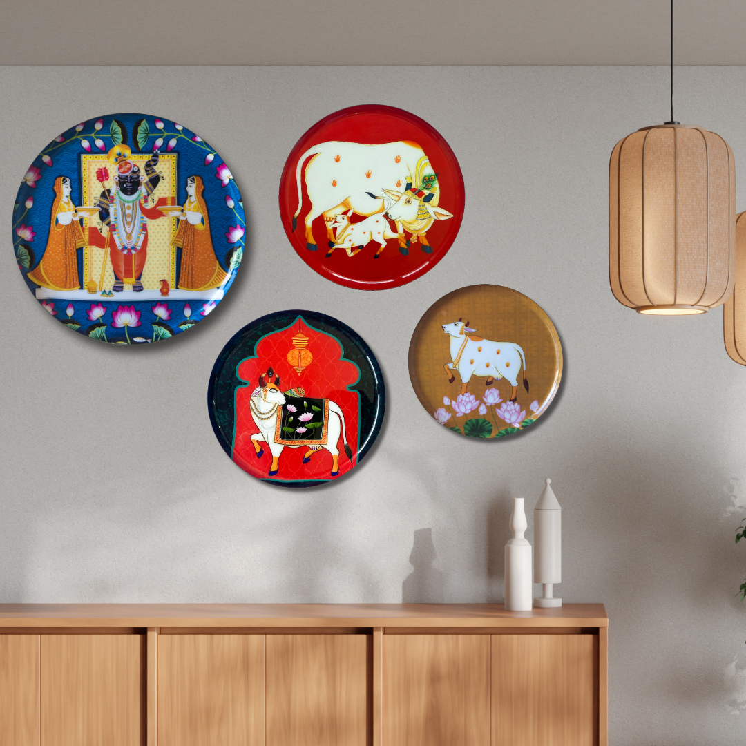 Traditional Pichwai – Shreenathji & Cows | Premium Steel Wall Plates