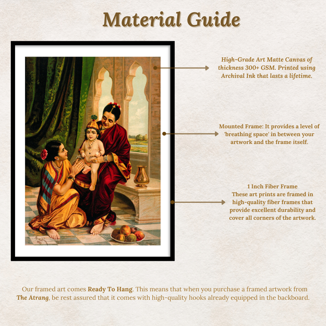 Krishna as an infant sitting on Yashoda's lap by Raja Ravi Varma Wall Art for Home Decor