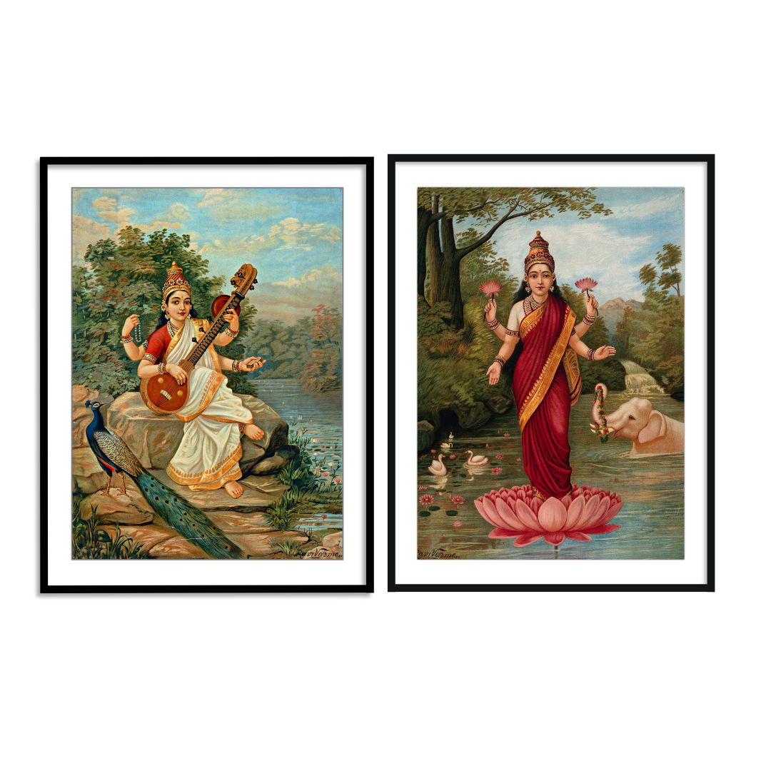 Saraswati ji & Lakshmi Ji by RRV - Best seller (Set of two)