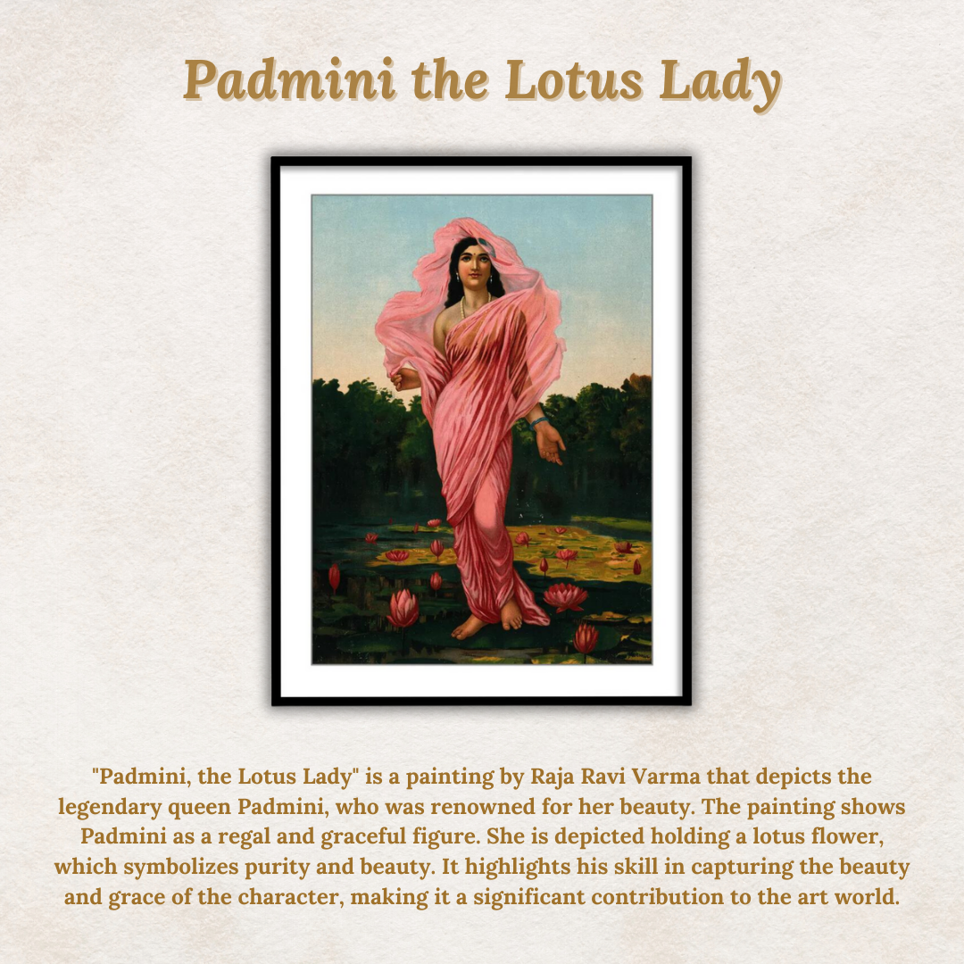 Padmini, the Lotus lady by Raja Ravi Varma Wall Art Print for Home Decor