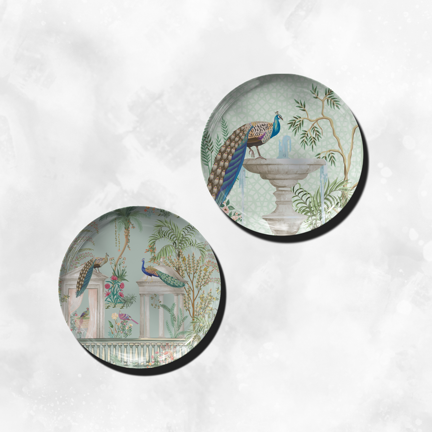 Peacock in a Garden of Regal Wall Decor Plate for Home Decor