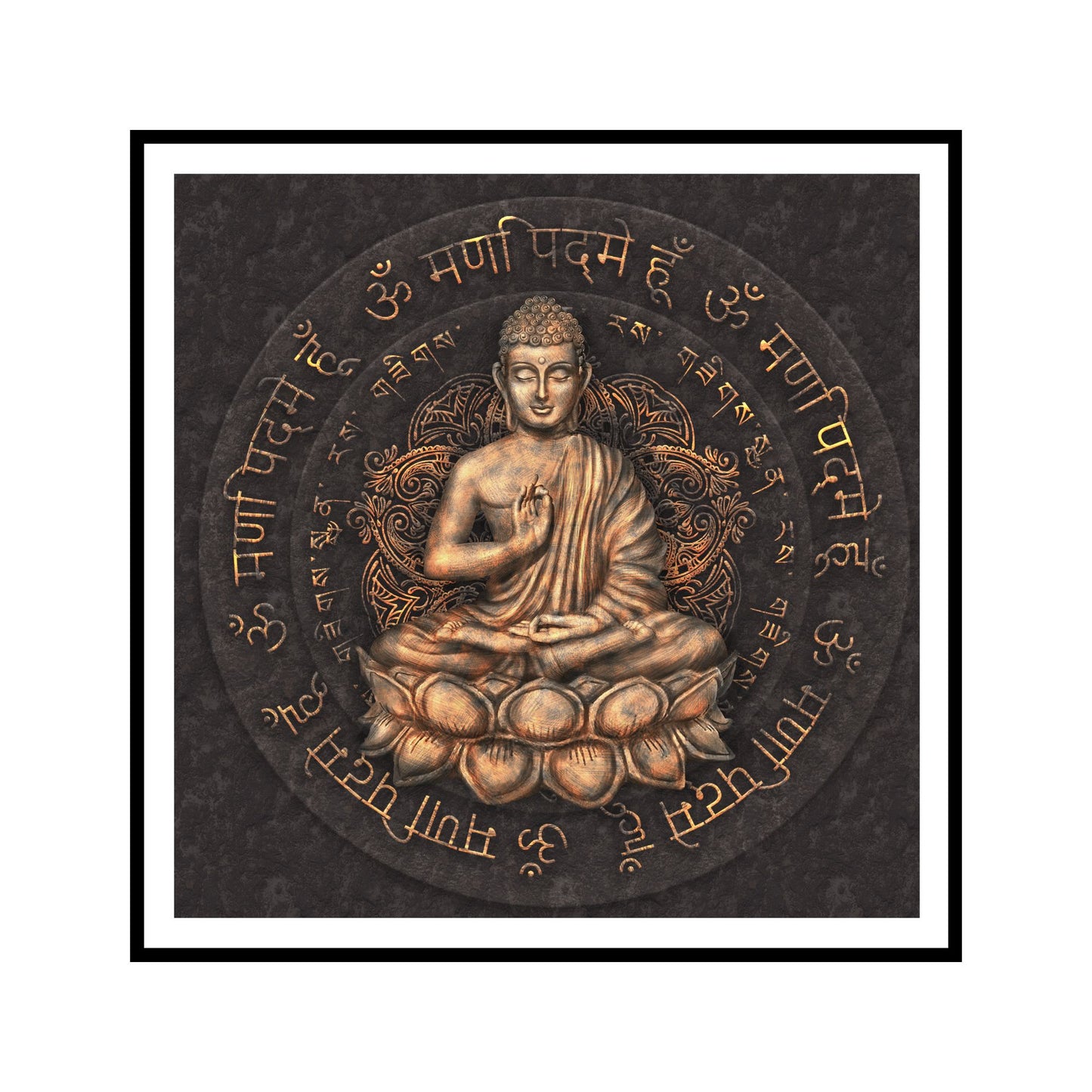 Mantra Buddha Wall Art for Vastu Frame Home Decor