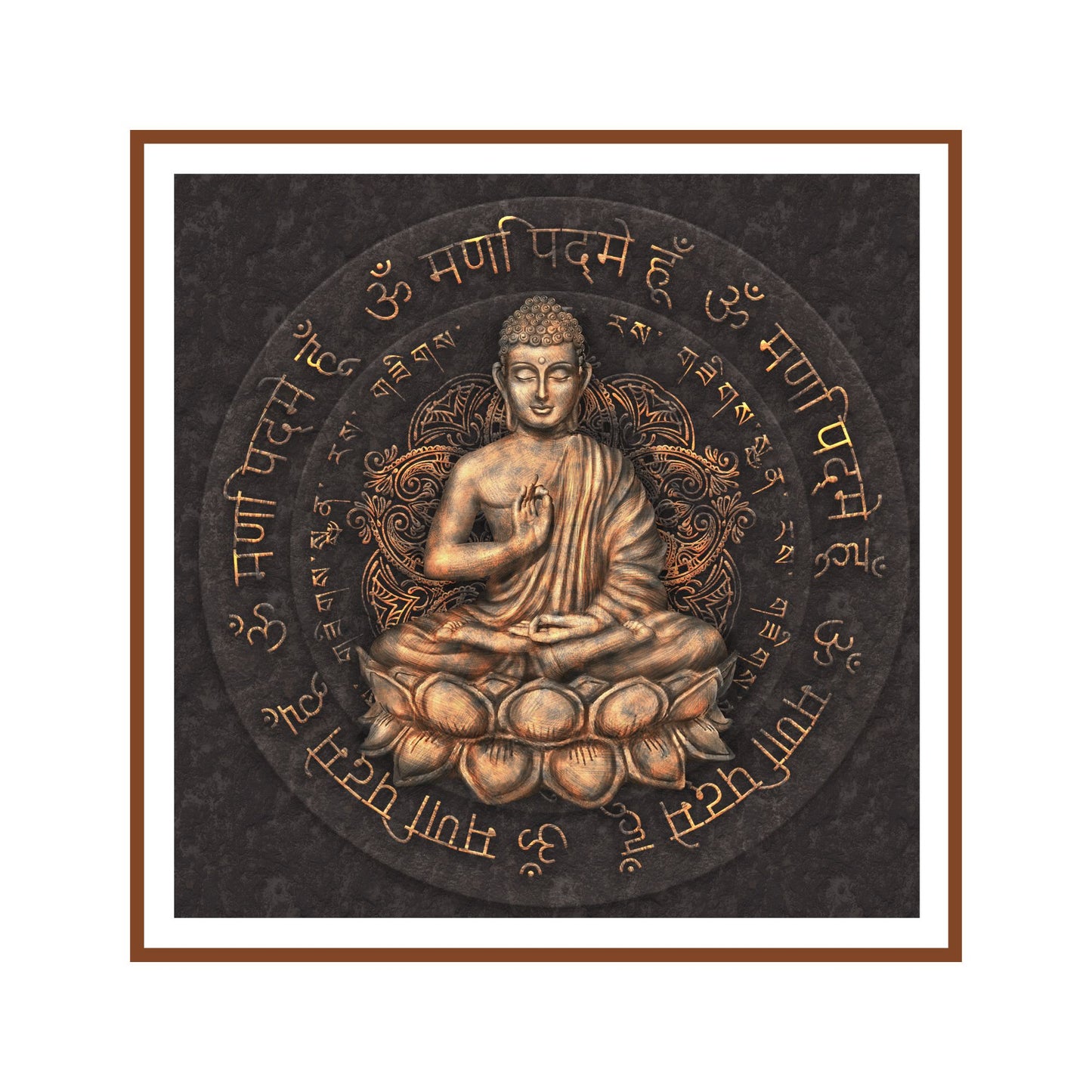 Mantra Buddha Wall Art for Vastu Frame Home Decor