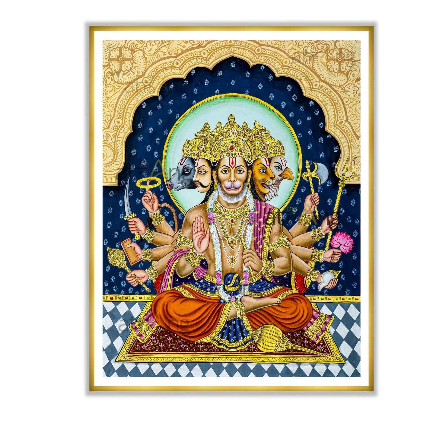 Panchmukhi Hanumanji Divine Seating Asana | Vastu-Friendly Art