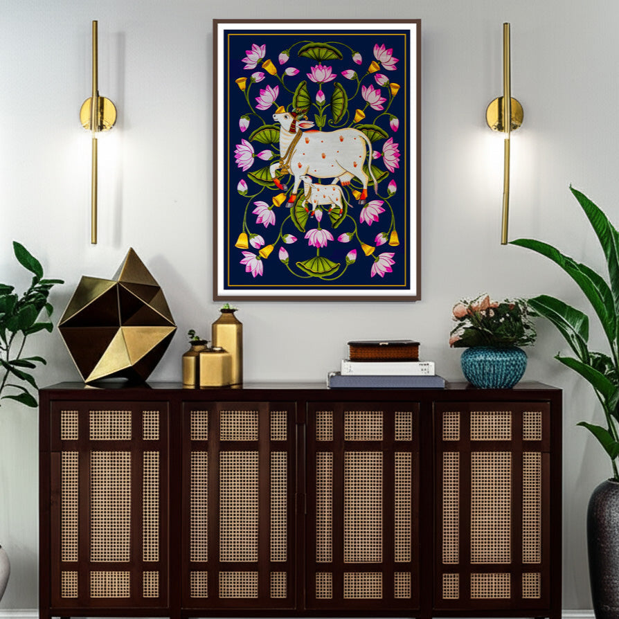 Kamdhenu cow and calf vastu painting for home decor by the atrang