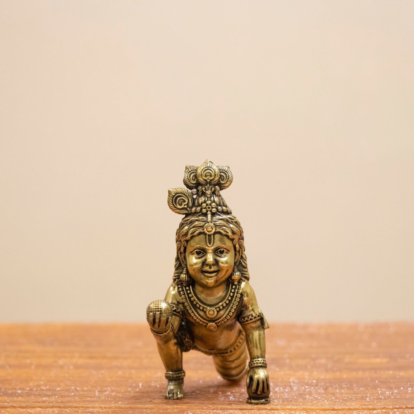 Handcrafted Brass Bal Gopal Idol | Lord Krishna Statue for Prosperity & Positivity - 3 Inch