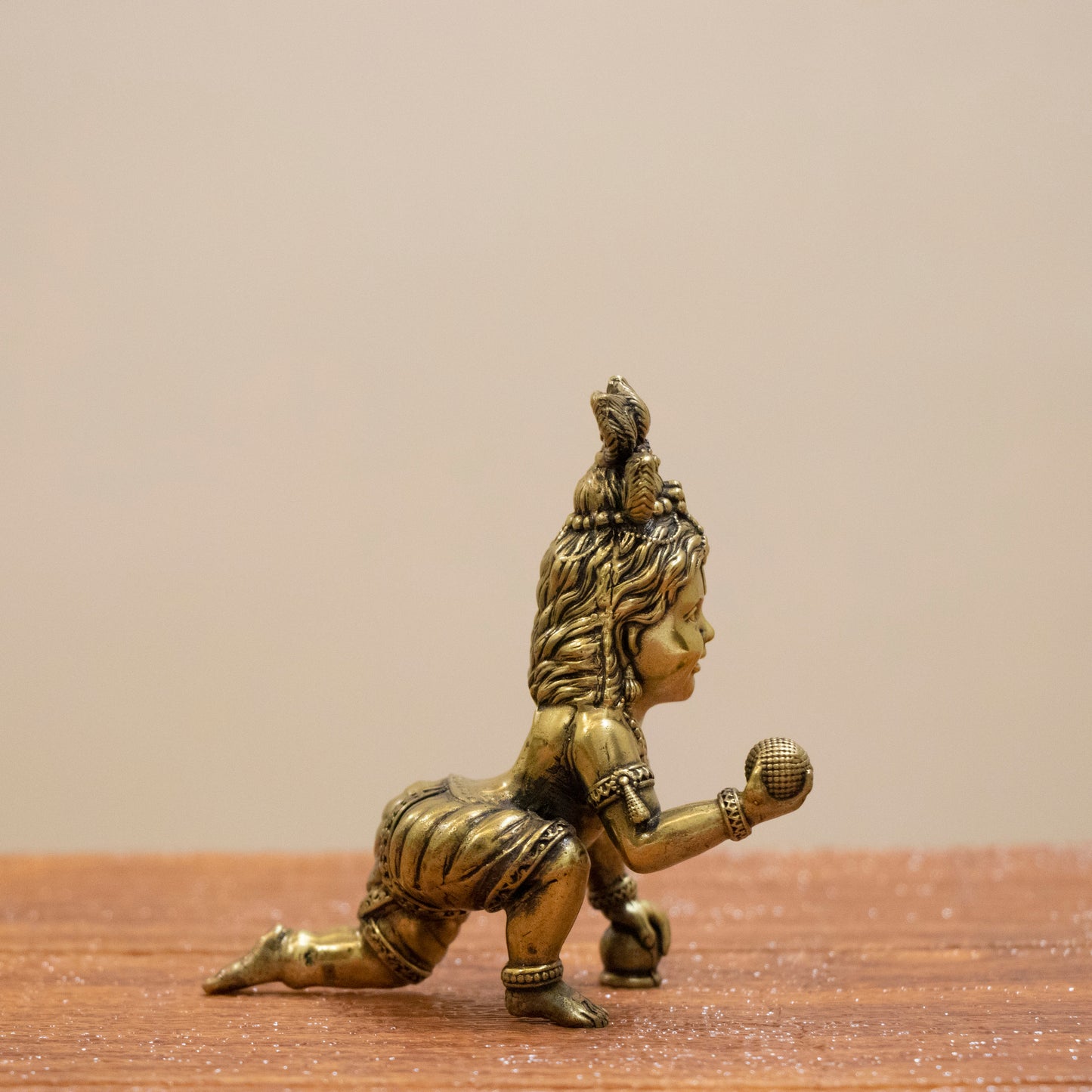 Handcrafted Brass Bal Gopal Idol | Lord Krishna Statue for Prosperity & Positivity - 3 Inch