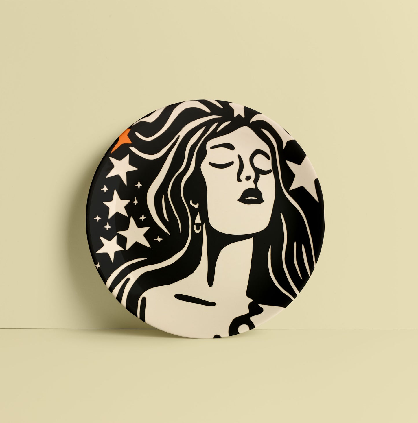 Black Lady Ceramic Wall Plate for Home Decor