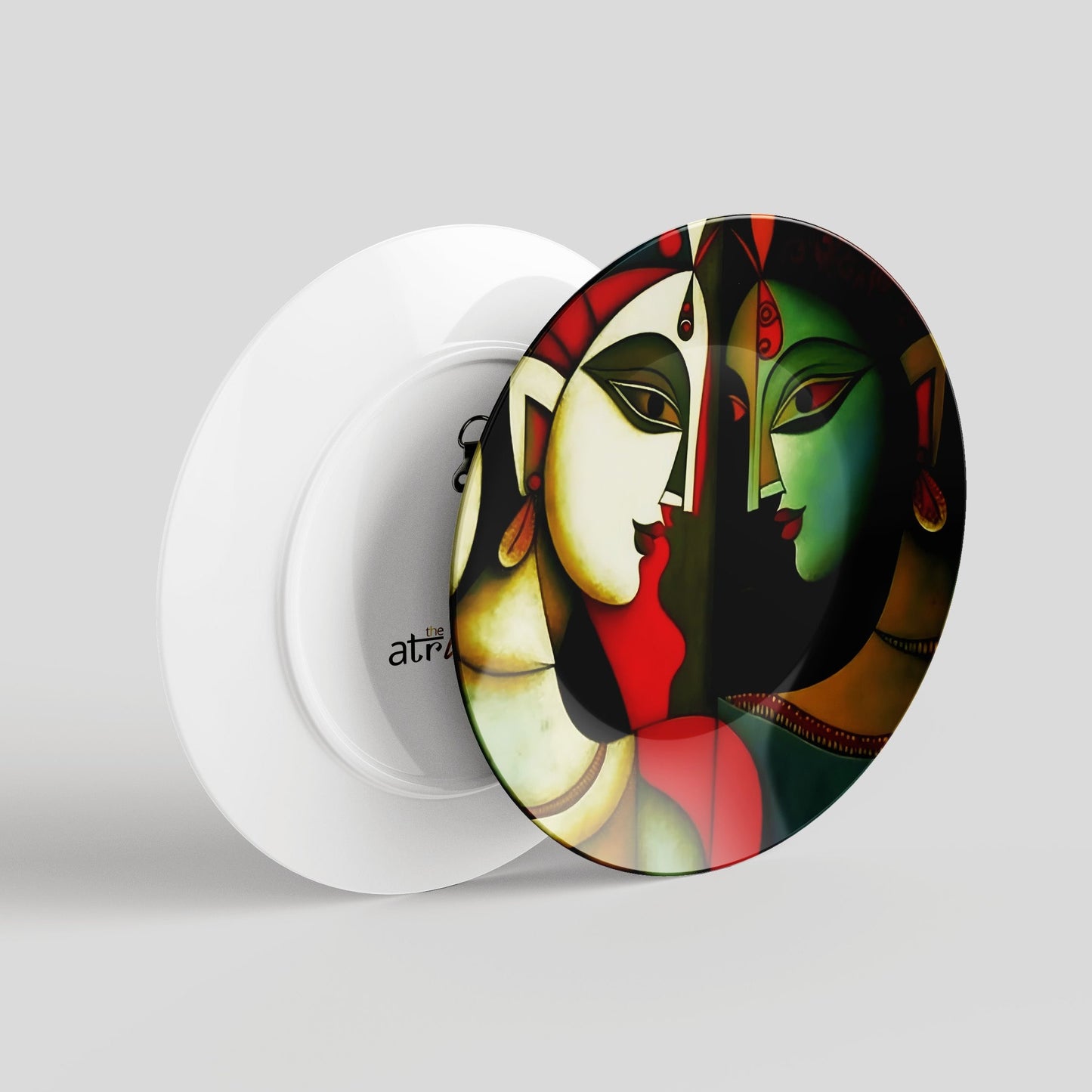 Women Facing Each Other Art Ceramic Plate for Home Wall Decor