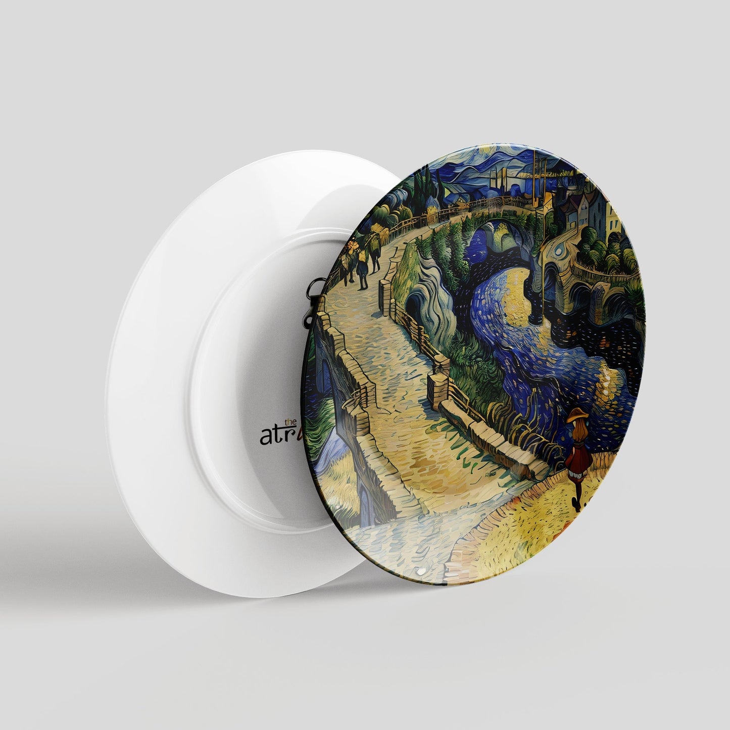 Blue Tones Starry Night Landscape Ceramic Wall Plate for Home Wall Decor