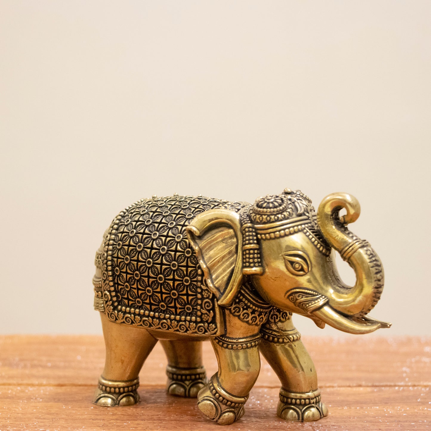 Brass Elephant Statue Pair | Handcrafted Elephant Idols for Home & Office Vastu Decor - 2 Inch