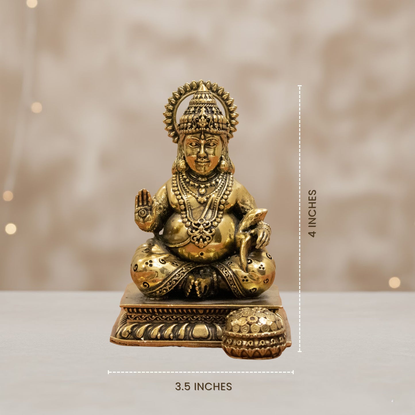 Lord Kuber Brass Idol - The God of Wealth & Abundance || Super fine Brass - 4 Inch