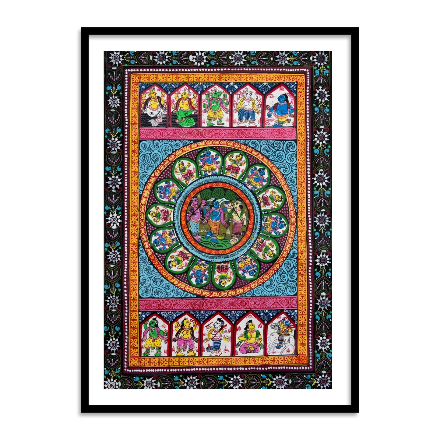 Krishna Raas Leela Pattachitra Art | Raasleela Patta Painting Framed Wall Art