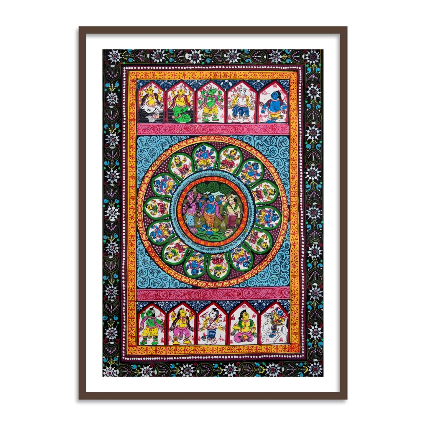 Krishna Raas Leela Pattachitra Art | Raasleela Patta Painting Framed Wall Art