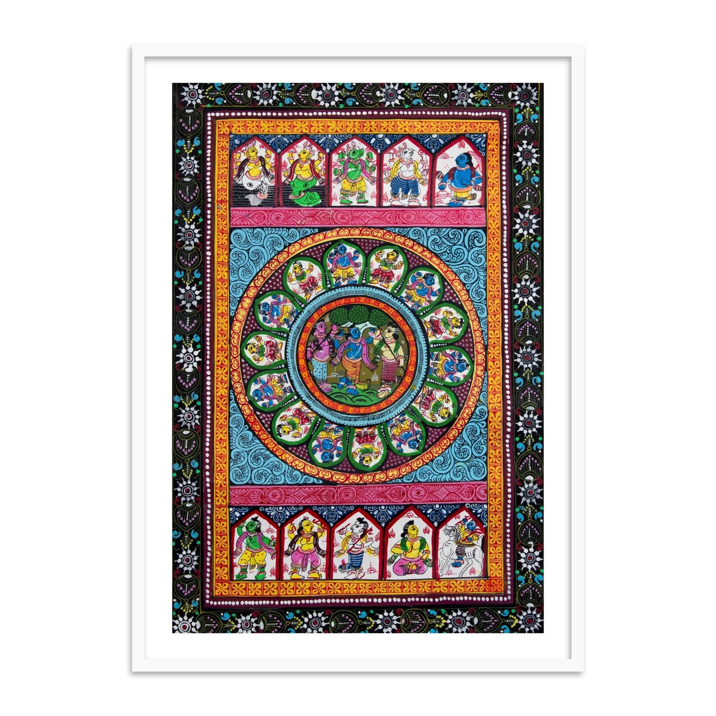 Krishna Raas Leela Pattachitra Art | Raasleela Patta Painting Framed Wall Art