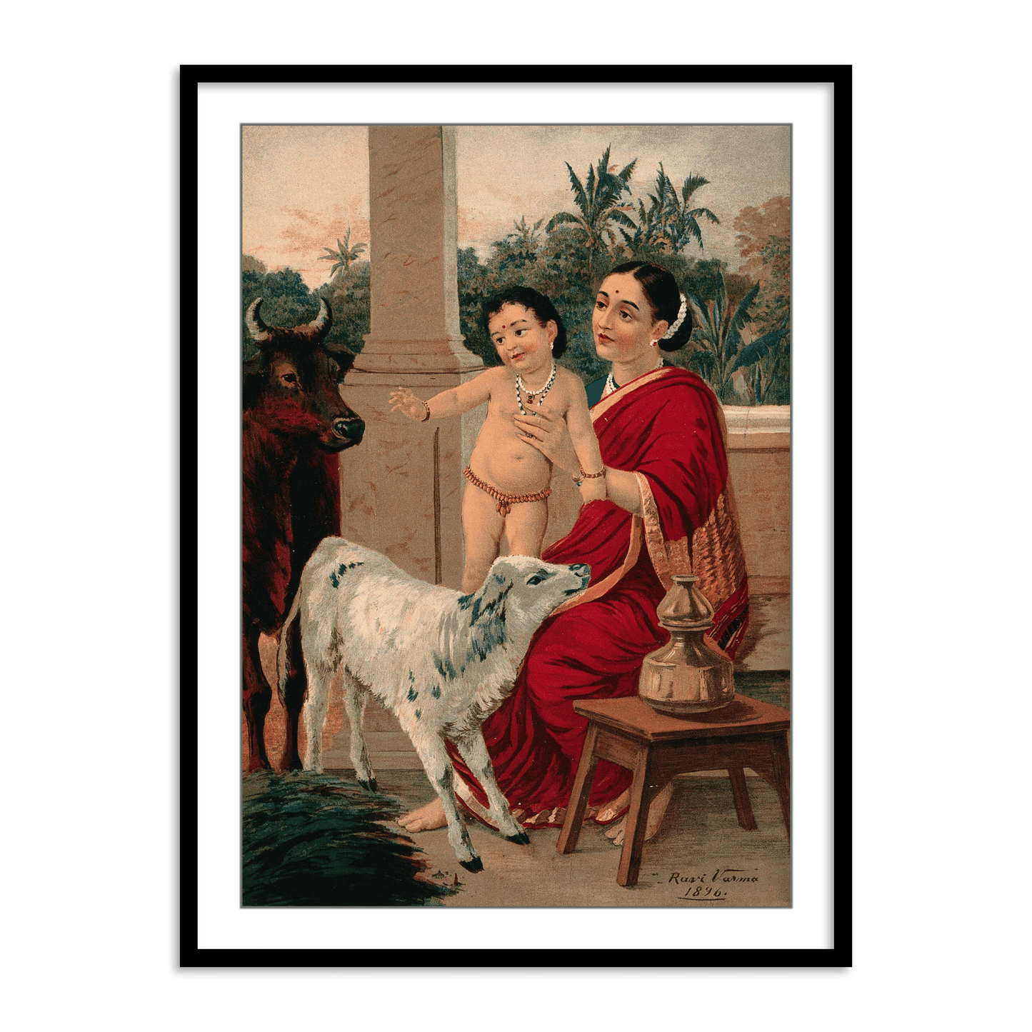 Krishna's Childhood (Bachpan) by Ravi Varma - Set of 3 Wall Paintings by Atrang