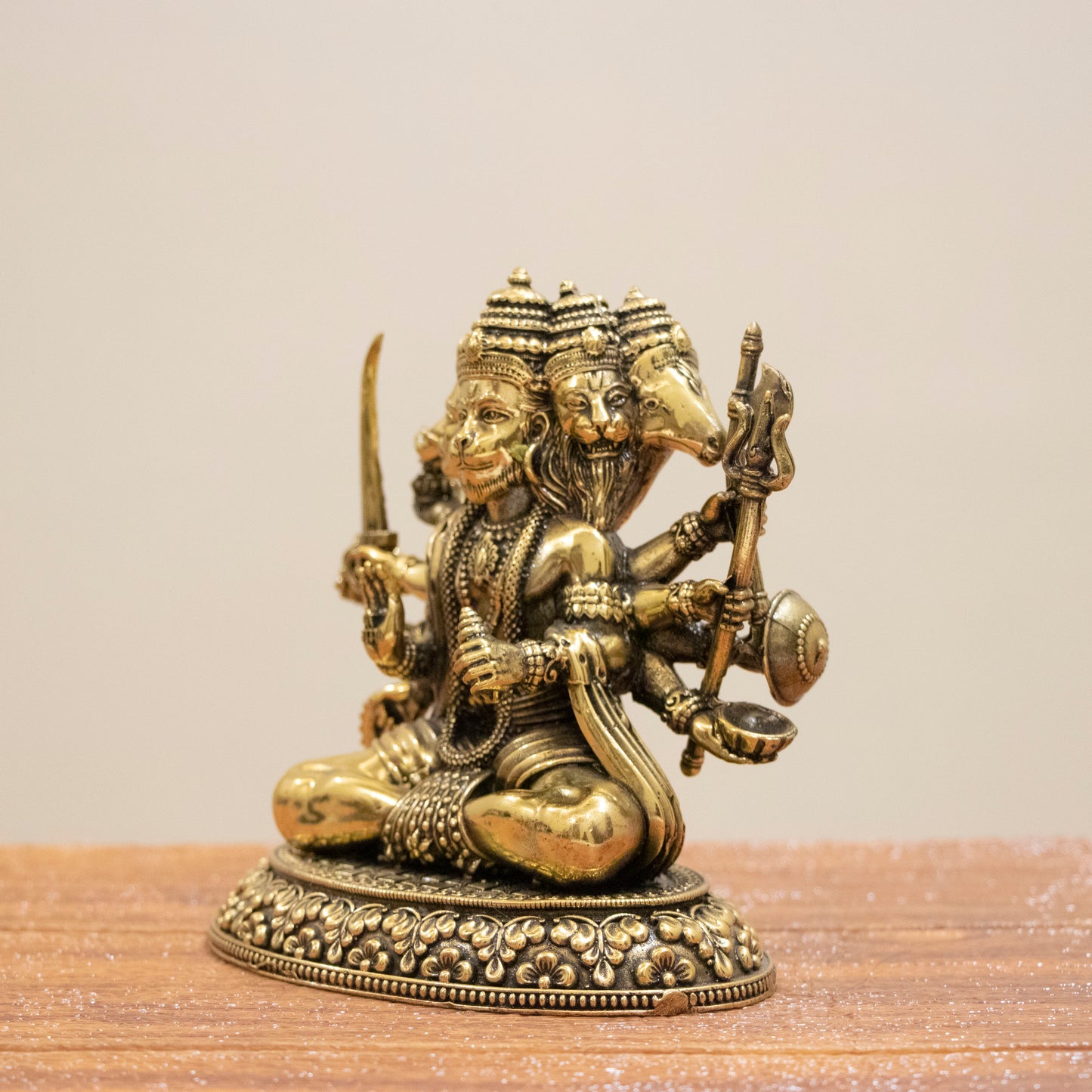 Pure Brass Panchmukhi Hanuman Murti | Lord Hanuman Idol for Protection, Courage & Positivity - 3 Inch