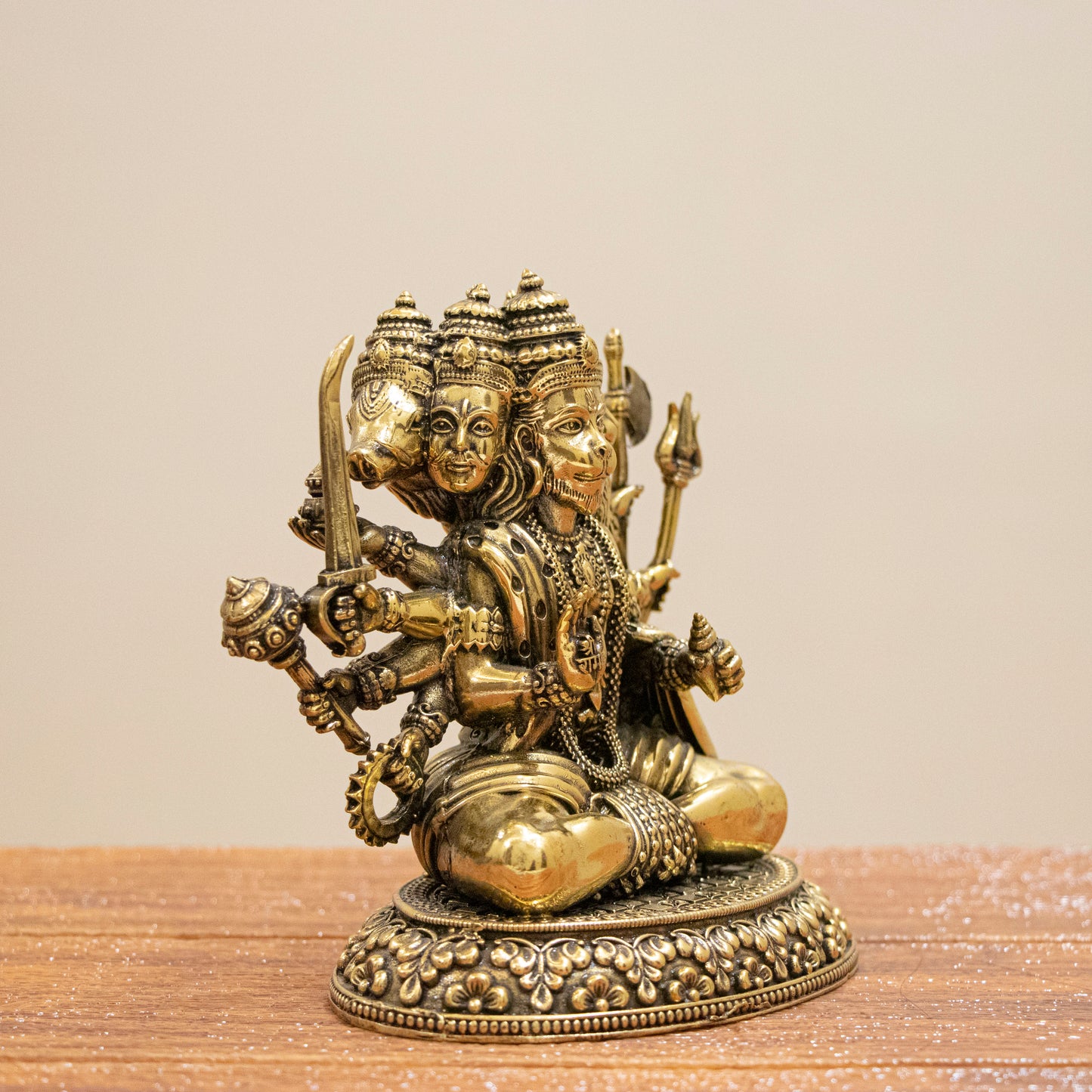 Pure Brass Panchmukhi Hanuman Murti | Lord Hanuman Idol for Protection, Courage & Positivity - 3 Inch