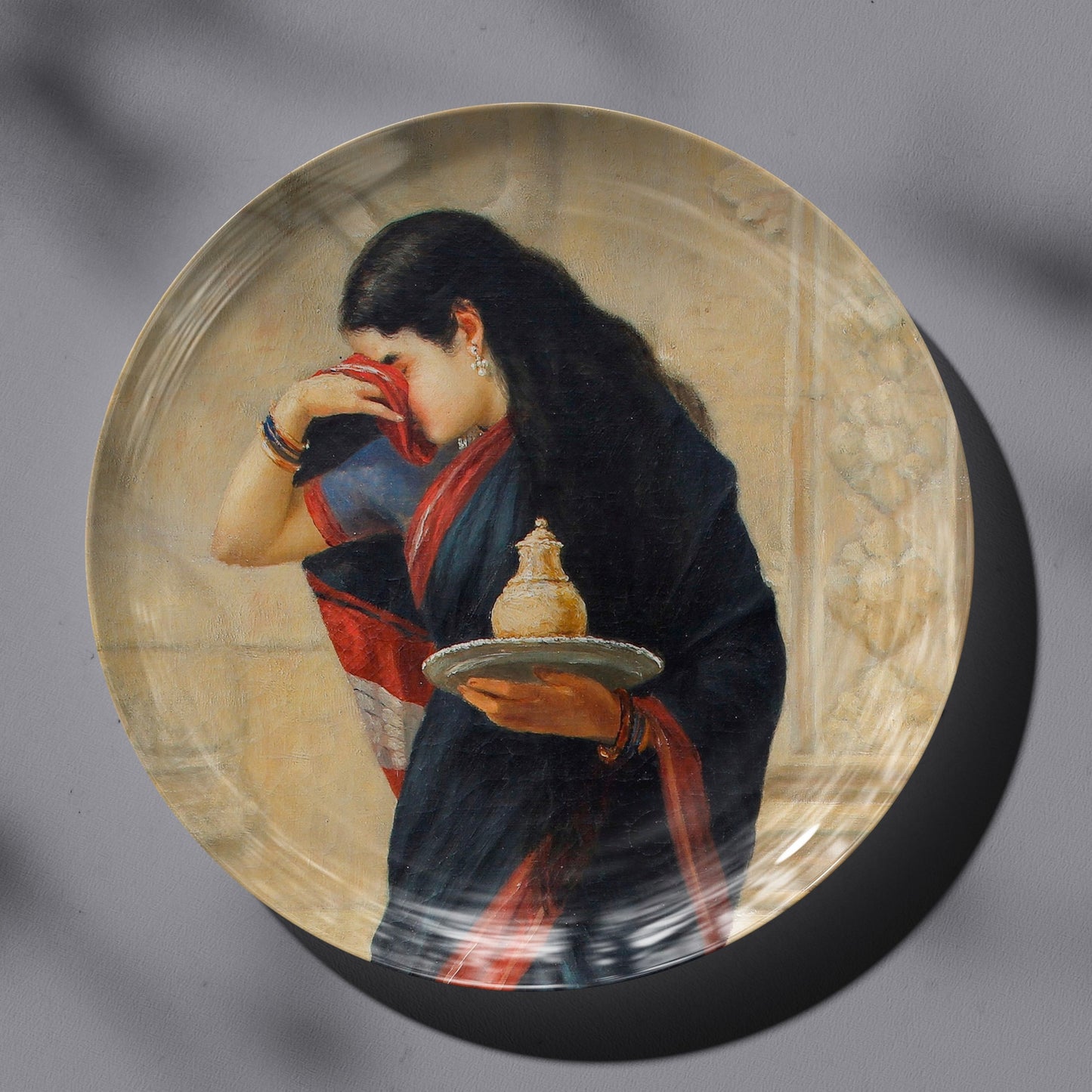 Sairandhri by Ravi Varma Ceramic Plate for Home Decor